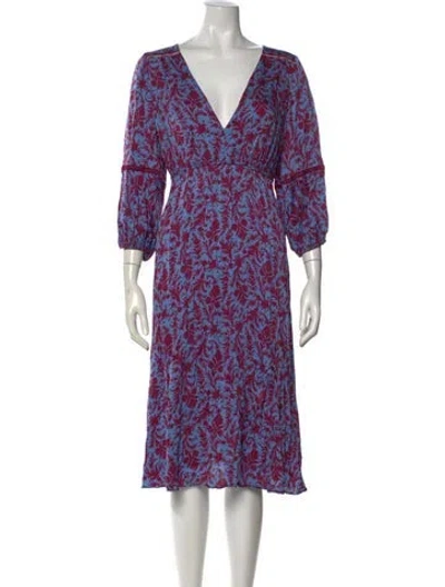 Pre-owned Hatch Floral Print Midi Length Dress In Blue