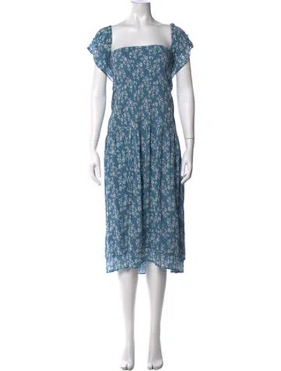 Pre-owned Hatch Floral Print Midi Length Dress In Blue