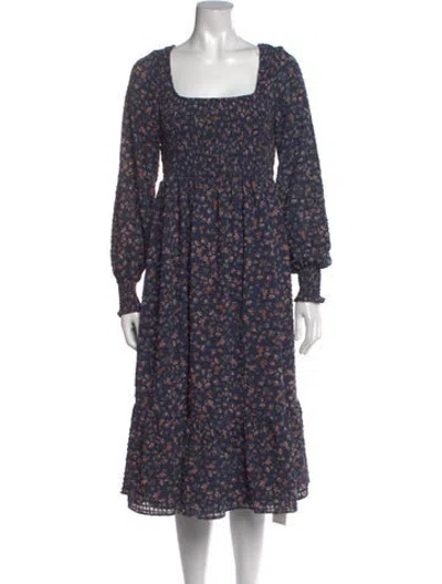 Pre-owned Hatch Floral Print Midi Length Dress In Blue