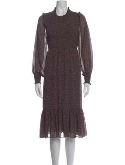 Pre-owned Hatch Floral Print Midi Length Dress In Brown