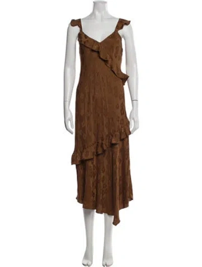 Pre-owned Hatch Floral Print Midi Length Dress In Brown