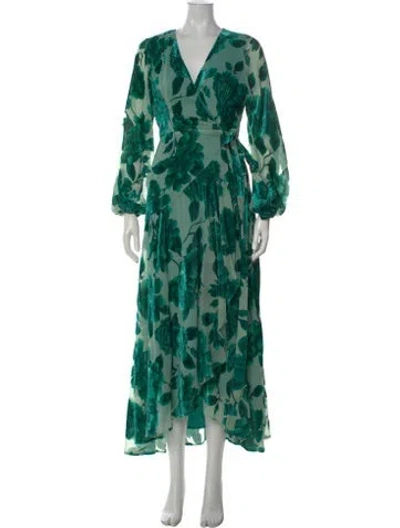 Pre-owned Hatch Floral Print Midi Length Dress In Green