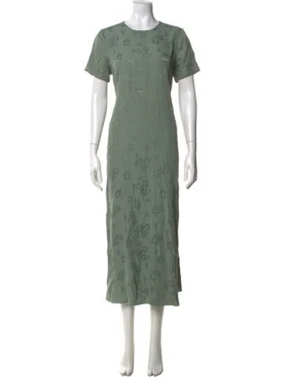 Pre-owned Hatch Floral Print Midi Length Dress In Green