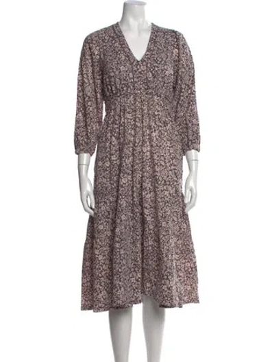 Pre-owned Hatch Floral Print Midi Length Dress In Grey/pink
