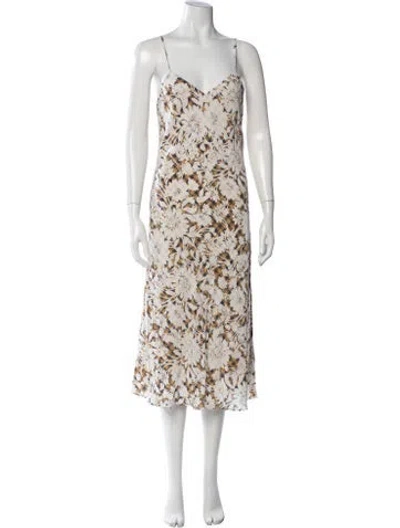 Pre-owned Hatch Floral Print Midi Length Dress In Neutrals