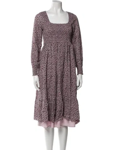 Pre-owned Hatch Floral Print Midi Length Dress In Purple