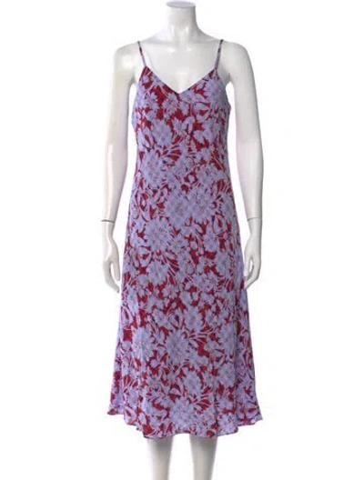 Pre-owned Hatch Floral Print Midi Length Dress In Purple