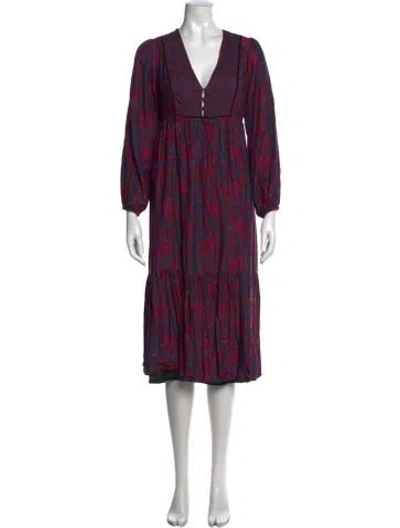 Pre-owned Hatch Floral Print Midi Length Dress In Purple