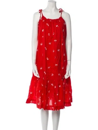 Pre-owned Hatch Floral Print Midi Length Dress In Red