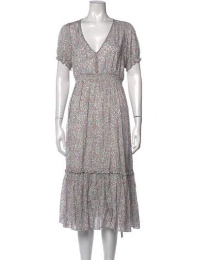 Pre-owned Hatch Floral Print Midi Length Dress In White