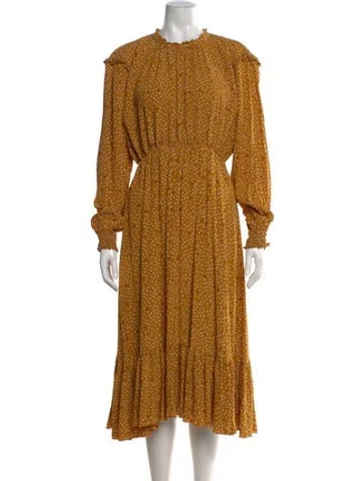 Pre-owned Hatch Floral Print Midi Length Dress In Yellow