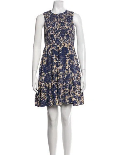 Pre-owned Hatch Floral Print Mini Dress In Blue