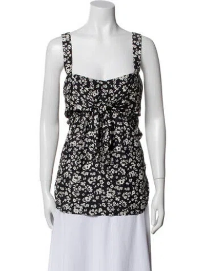 Pre-owned Hatch Floral Print Square Neckline Top In Blue