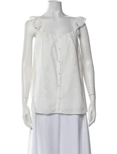 Pre-owned Hatch Floral Print Square Neckline Top In White