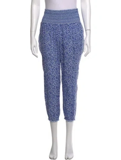 Pre-owned Hatch Floral Print Straight Leg Pants In Blue