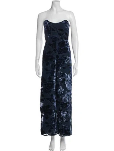 Pre-owned Hatch Floral Print Strapless Jumpsuit In Blue