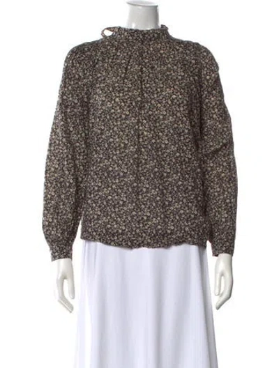 Pre-owned Hatch Floral Print Tie Neck Blouse