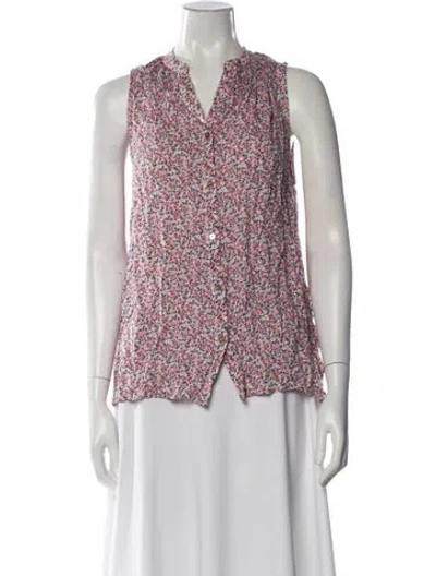 Pre-owned Hatch Floral Print V-neck Blouse In Black