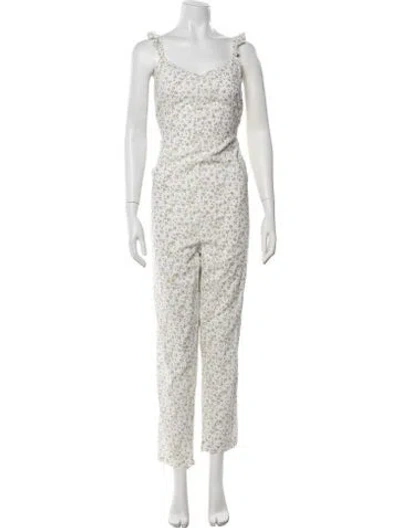 Pre-owned Hatch Floral Print V-neck Jumpsuit In Green