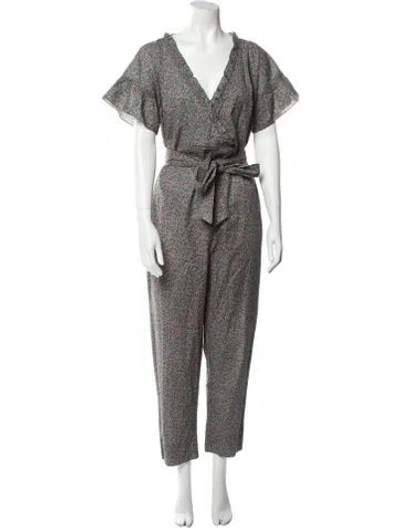 Pre-owned Hatch Floral Print V-neck Jumpsuit W/ Tags In Green