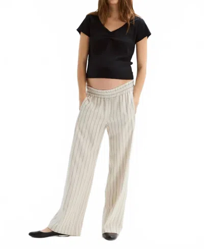 Hatch Gavin Pant -maternity In Ivory/ Black Stripe In Multi