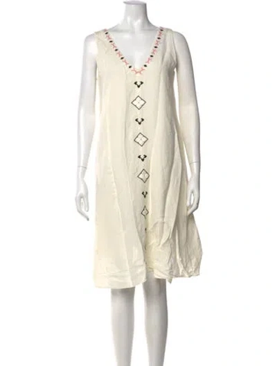Pre-owned Hatch Graphic Print Knee-length Dress In Neutrals