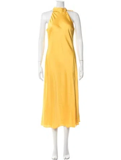 Pre-owned Hatch Halterneck Midi Length Dress In Yellow