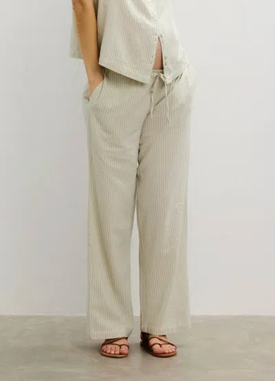 Hatch Isla Pant -maternity In Natural/ Blue Stripe In Multi