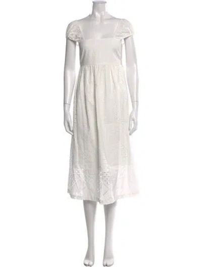 Pre-owned Hatch Lace Pattern Midi Length Dress In White