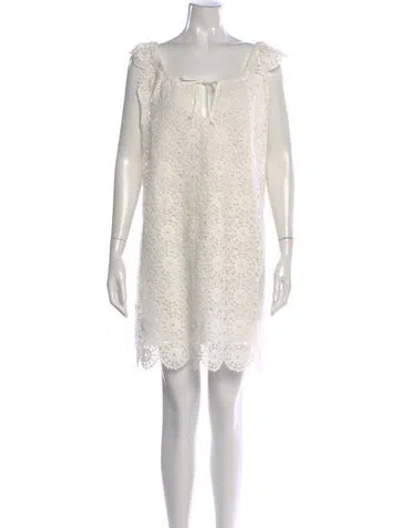 Pre-owned Hatch Lace Pattern Mini Dress In Neutral