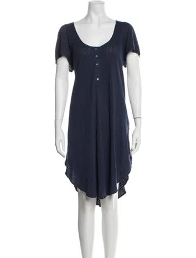 Pre-owned Hatch Lace Pattern Scalloped Accent Nightgown In Blue