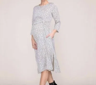 Hatch Lauren Maternity Dress In White Cheetah In Multi