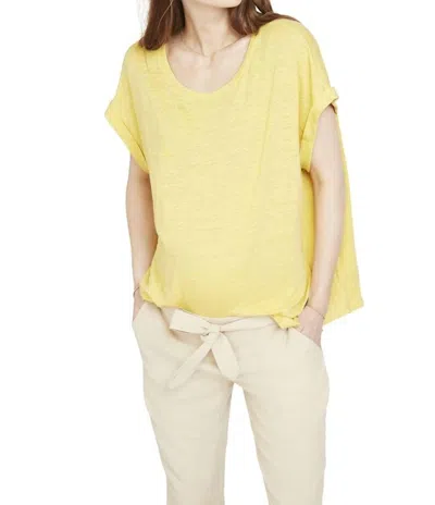 Hatch Linen Circle Short Sleeve Tee In Canary Yellow In Multi