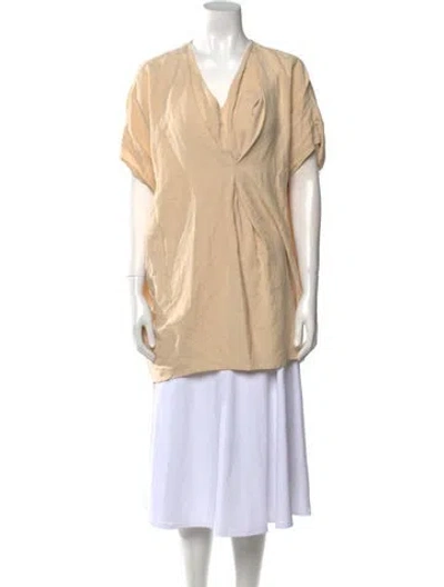 Pre-owned Hatch Linen Cowl Neck Tunic In Neutral