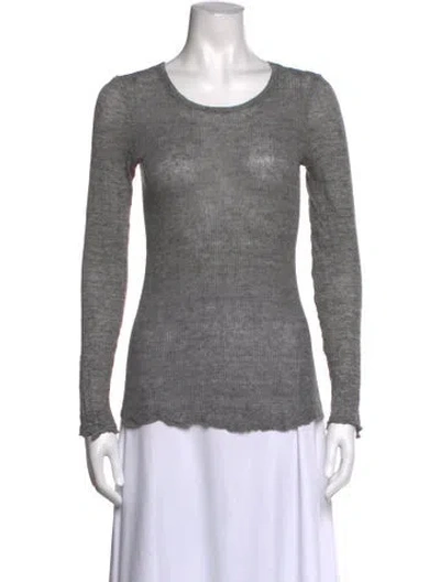 Pre-owned Hatch Linen Crew Neck Top In Grey