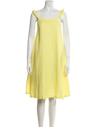 Pre-owned Hatch Linen Knee-length Dress In Yellow