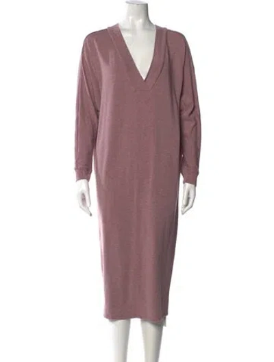 Pre-owned Hatch Linen Midi Length Dress In Pink