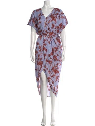 Pre-owned Hatch Linen Midi Length Dress In Red