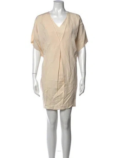 Pre-owned Hatch Linen Mini Dress In White