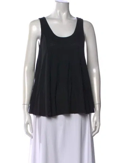 Pre-owned Hatch Linen Scoop Neck Top In Black