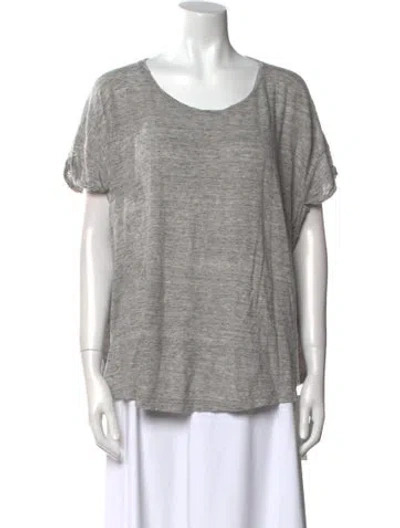 Pre-owned Hatch Linen Scoop Neck T-shirt In Gray