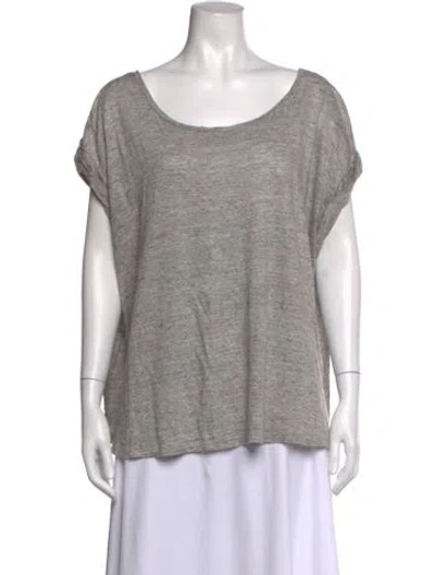 Pre-owned Hatch Linen Scoop Neck T-shirt In Gray
