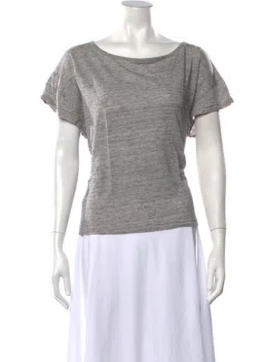Pre-owned Hatch Linen Scoop Neck T-shirt In Grey