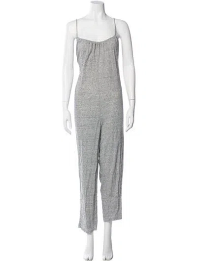 Pre-owned Hatch Linen Striped Jumpsuit In White