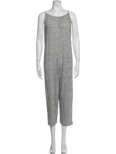 Pre-owned Hatch Linen Striped Jumpsuit In White