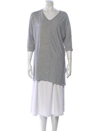 Pre-owned Hatch Linen Striped Top In Gray