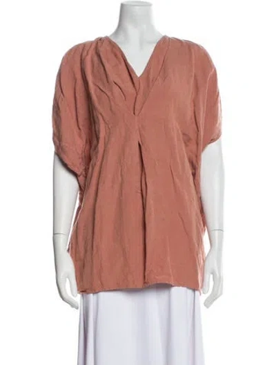 Pre-owned Hatch Linen V-neck Blouse In Pink