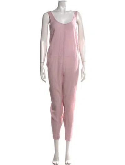 Pre-owned Hatch Linen V-neck Jumpsuit In Pink
