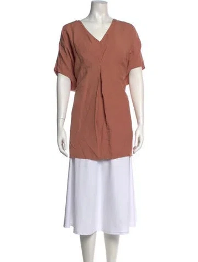 Pre-owned Hatch Linen V-neck Tunic In Pink