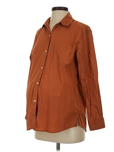 Pre-owned Hatch Long Sleeve Button Down Shirt In Brown